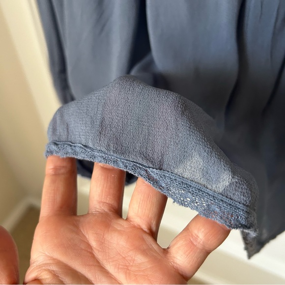 Aritzia Wilfred Ruthie Granite Blue Smocked Lace Long Sleeve Blouse Medium M - Picture 9 of 15